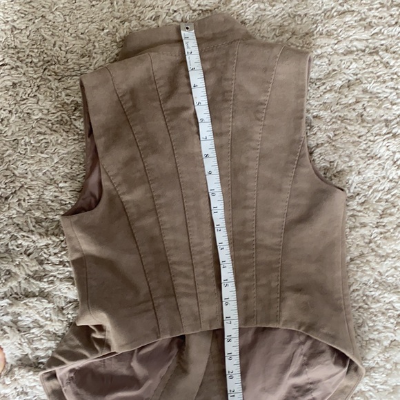BCBG Maxazria Faux Suede Khaki Vest - Picture 12 of 12